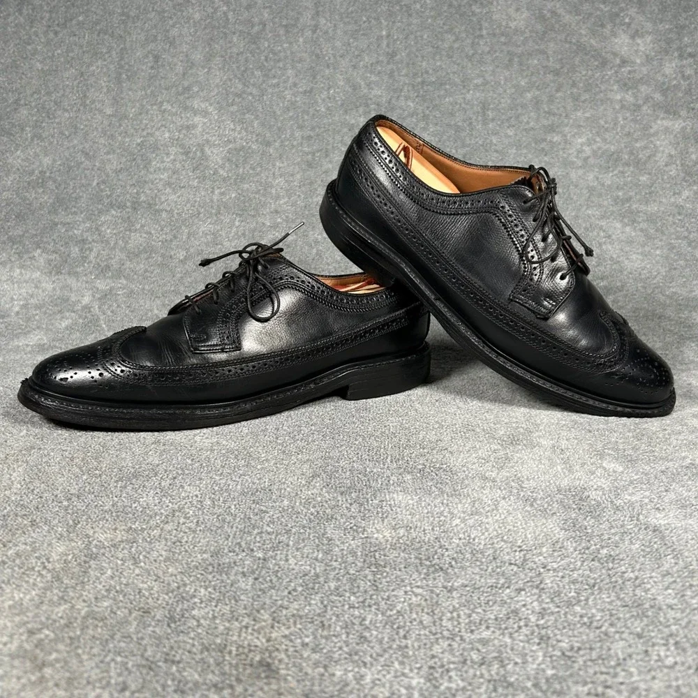 VTG Florsheim Imperial Sibley's Detroit Longwing Derby Black Shoes Men 9.5 D USA